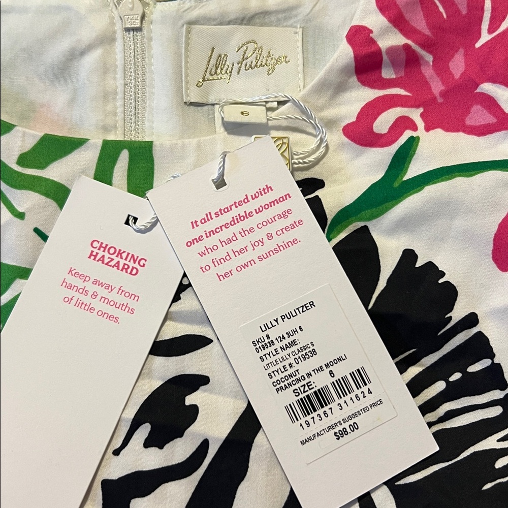NWT Lilly Pulitzer little Lilly Classic Coconut Prancing in the moonlight size 6 - Picture 3 of 3